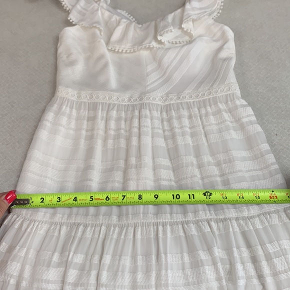 1-3519 Antonio Melani white Kaden ruffled lined sleeveless dress size 4 NWT - Picture 6 of 9